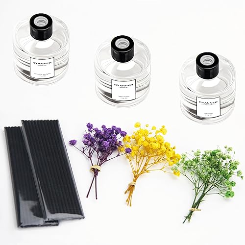 Vista 2 de Juego de 3 difusores de varillas con varillas (1.7 onzas líquidas cada paquete), ambientador para dormitorio, baño, oficina, decoración de estantes