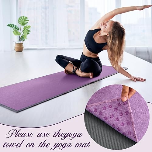 Miniatura 2 de Breling Juego de 4 toallas de yoga de 72 x 24 pulgadas con punto de agarre de microfibra antideslizante toalla de yoga caliente absorbente de