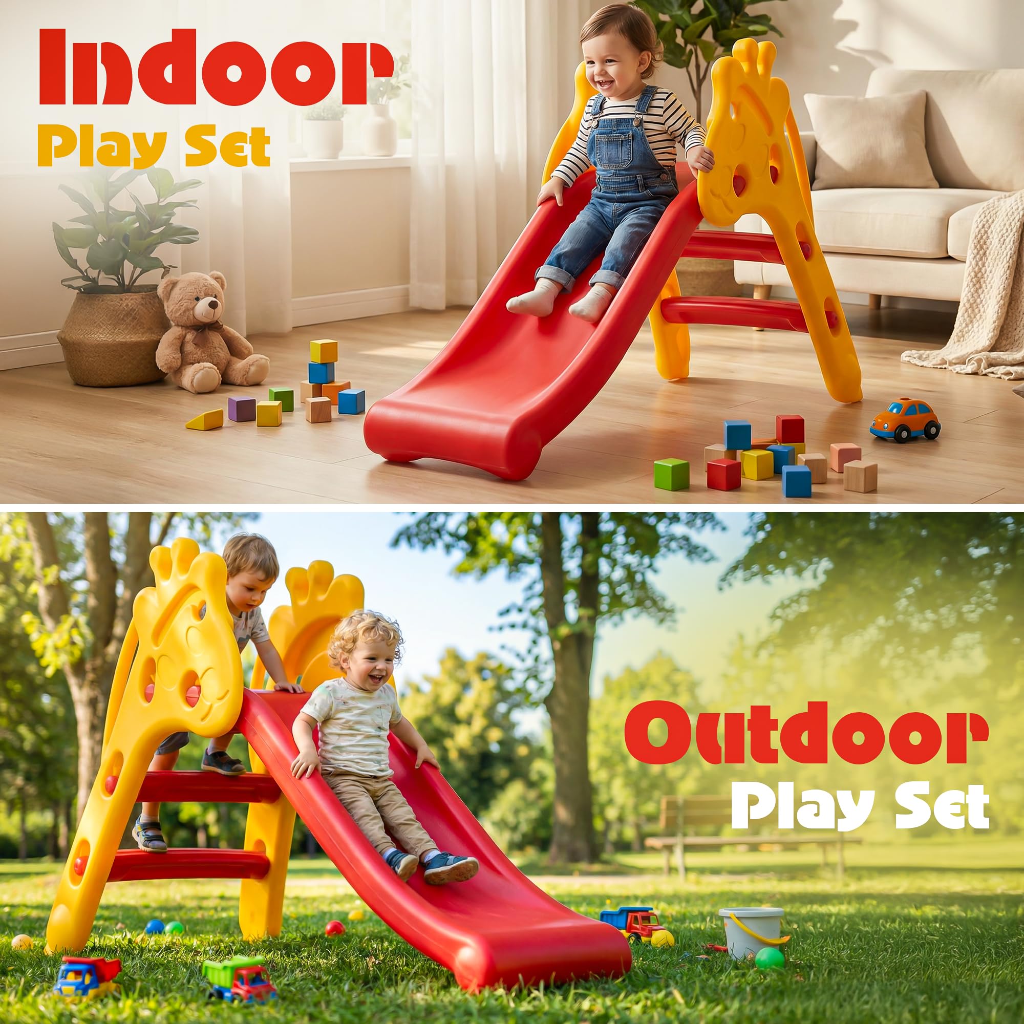Baybee Baby Slides for Kids | Perfect Outdoor Garden Sliding with Climbing & Anti Slip Steps | Baby Play Area Indoor Setup for Babies | Freestanding Slider for Kids 2+ Years (Giraffe) 1