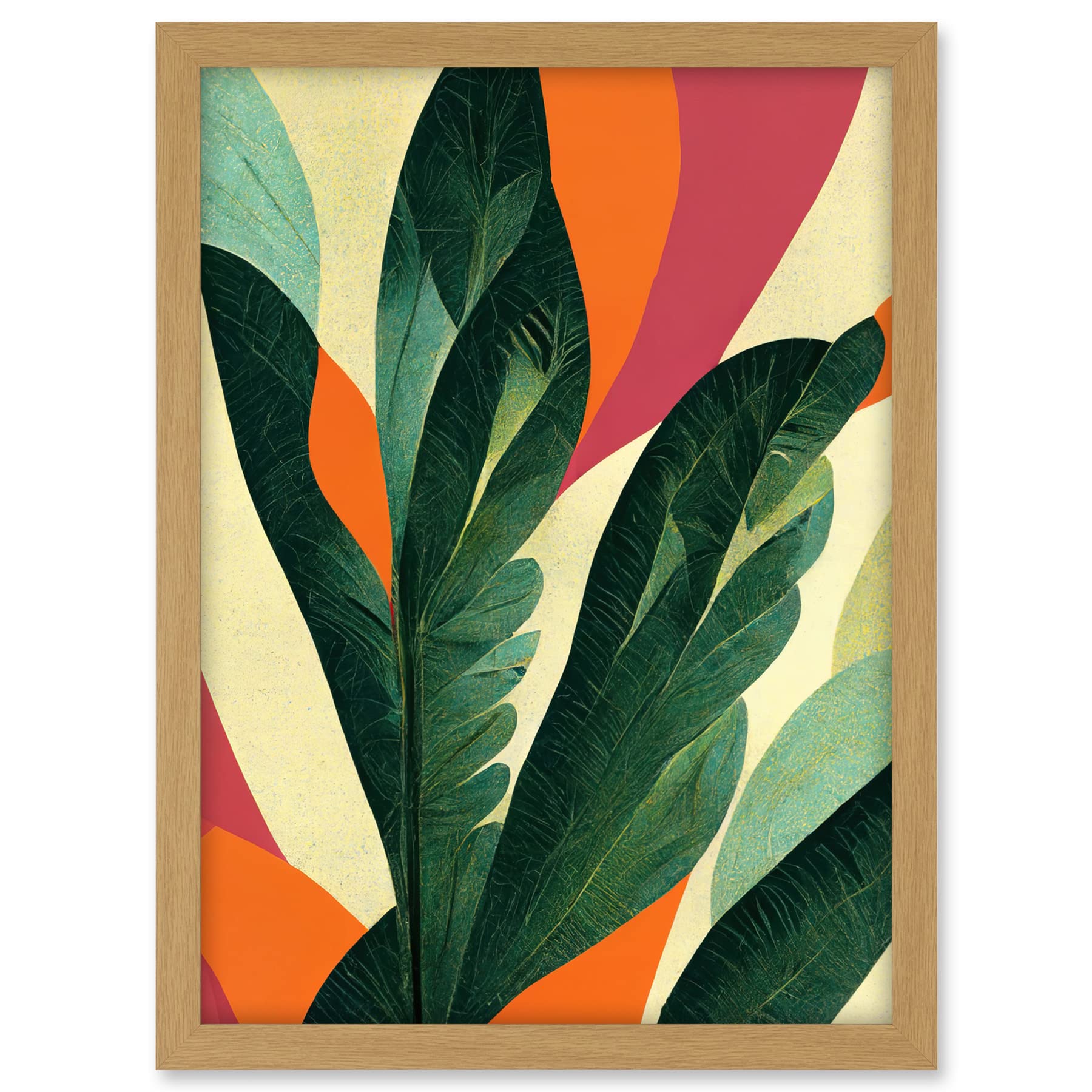 Wee Blue Coo Abstract Boho Colour Exotic Tropical Leaves Botanical Artwork Framed A3 Wall Art Print