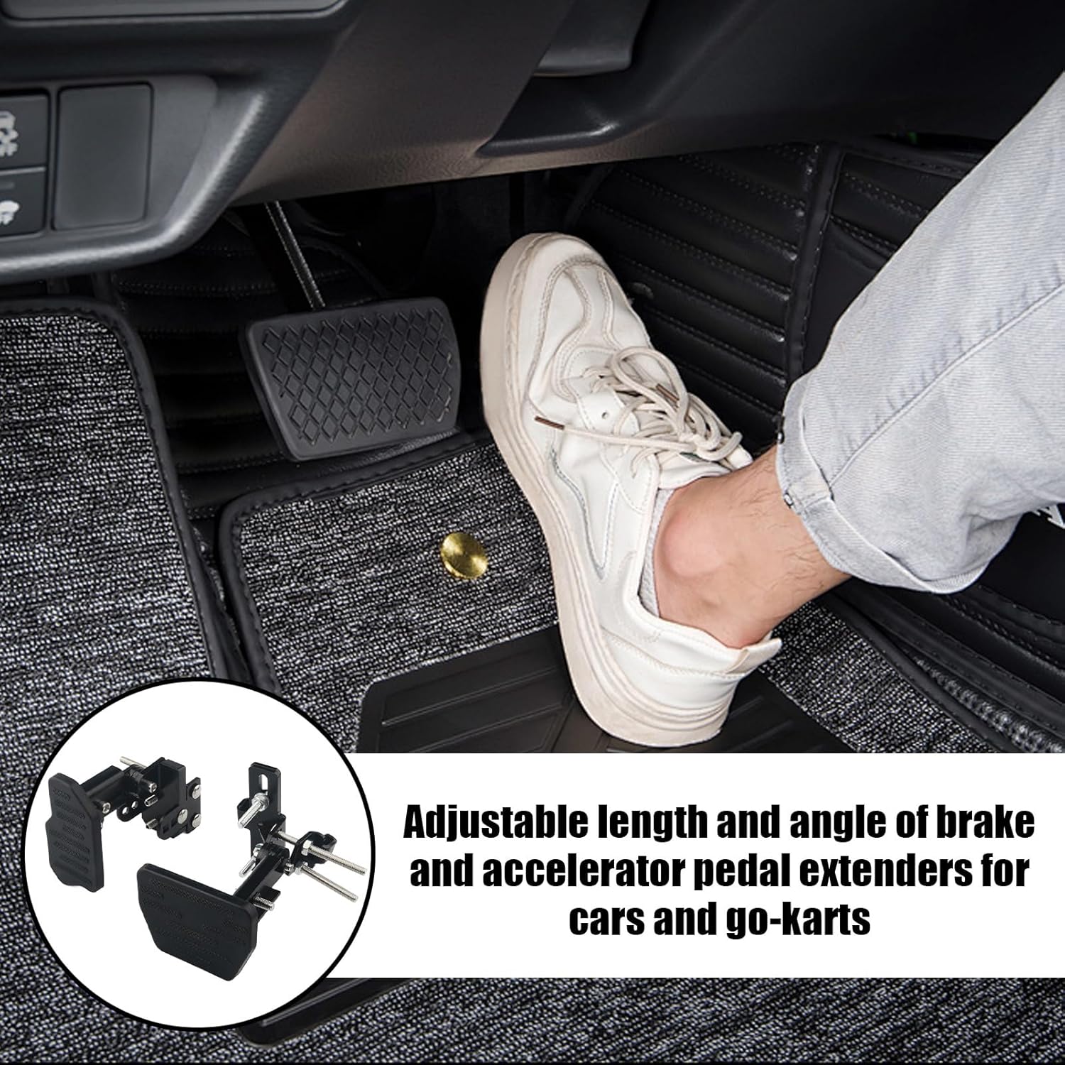 ペダルエクステンダー - 角度調整可能な交換パーツ - ブレーキおよびアクセルペダル延長装置 | スクーター、SUV、セダン、ピック