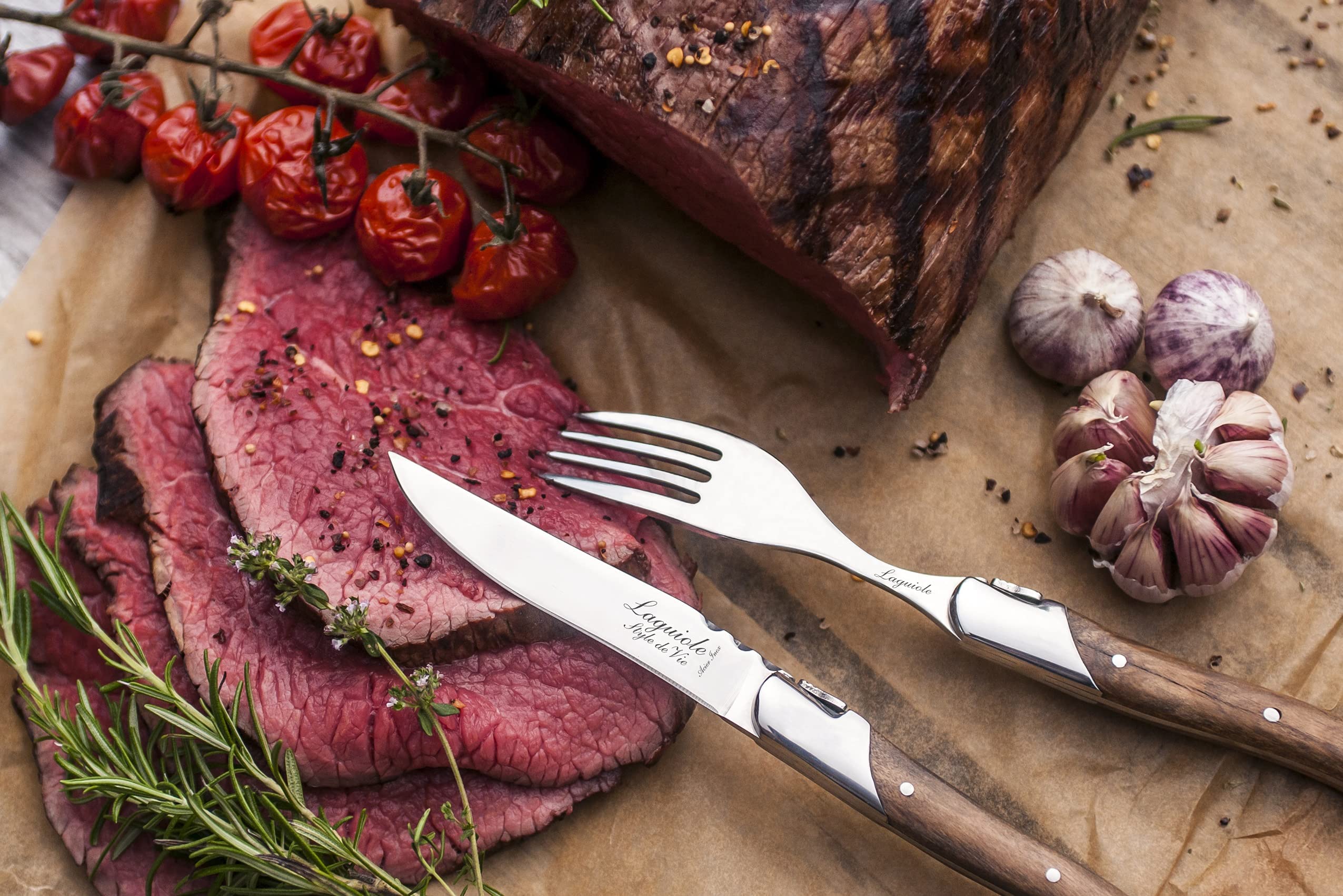 Laguiole Style de Vie Steakmesser Luxury Line, 6-teilig, Olivenholz
