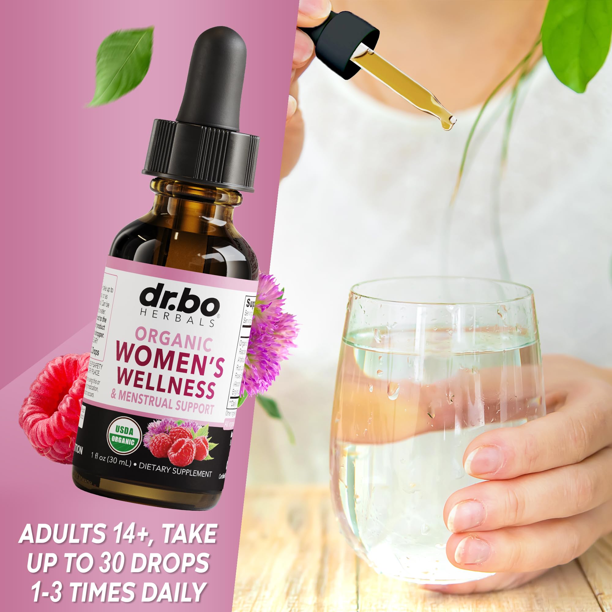 Hormone Balance for Women & PMS Relief - Women's Wellness Organic Hormonal Balance Supplements Liquid Drops & Menstrual Cramp Period Support - Raspberry Leaf, Chasteberry, Black Cohosh Supplement 1 Oz — Amazon image 7