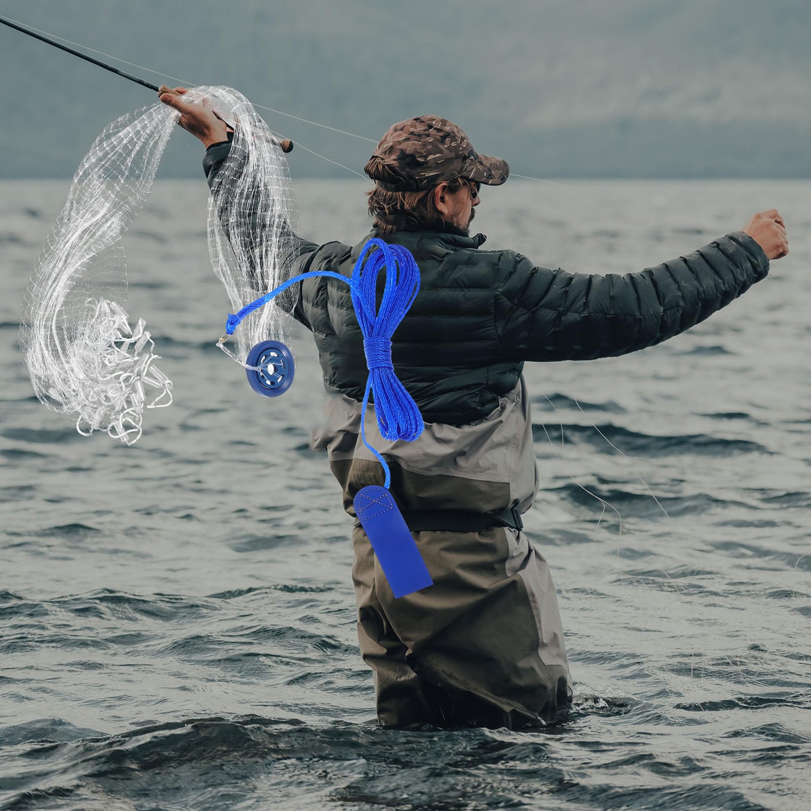 Toyvian Filet de Pêche Jeté sans Anneau, Lancer Le Filet de Pêche 1, 5 M