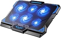 LIANGSTAR Laptop Cooling Pad with 6 Quiet LED Fans for 15.6-17" Laptops - Adjustable Speed, USB Ports, Ergonomic Stand