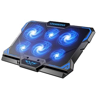 Laptop Cooling Pad, Laptop Cooler with 6 Quiet Led Fans for 15.6-17 Inch Laptop Cooling Fan Stand, Portable Ultra Slim USB Powered Gaming Laptop Cooling Pad, Switch Control Fan Speed Function - Amazon product rated Grade A