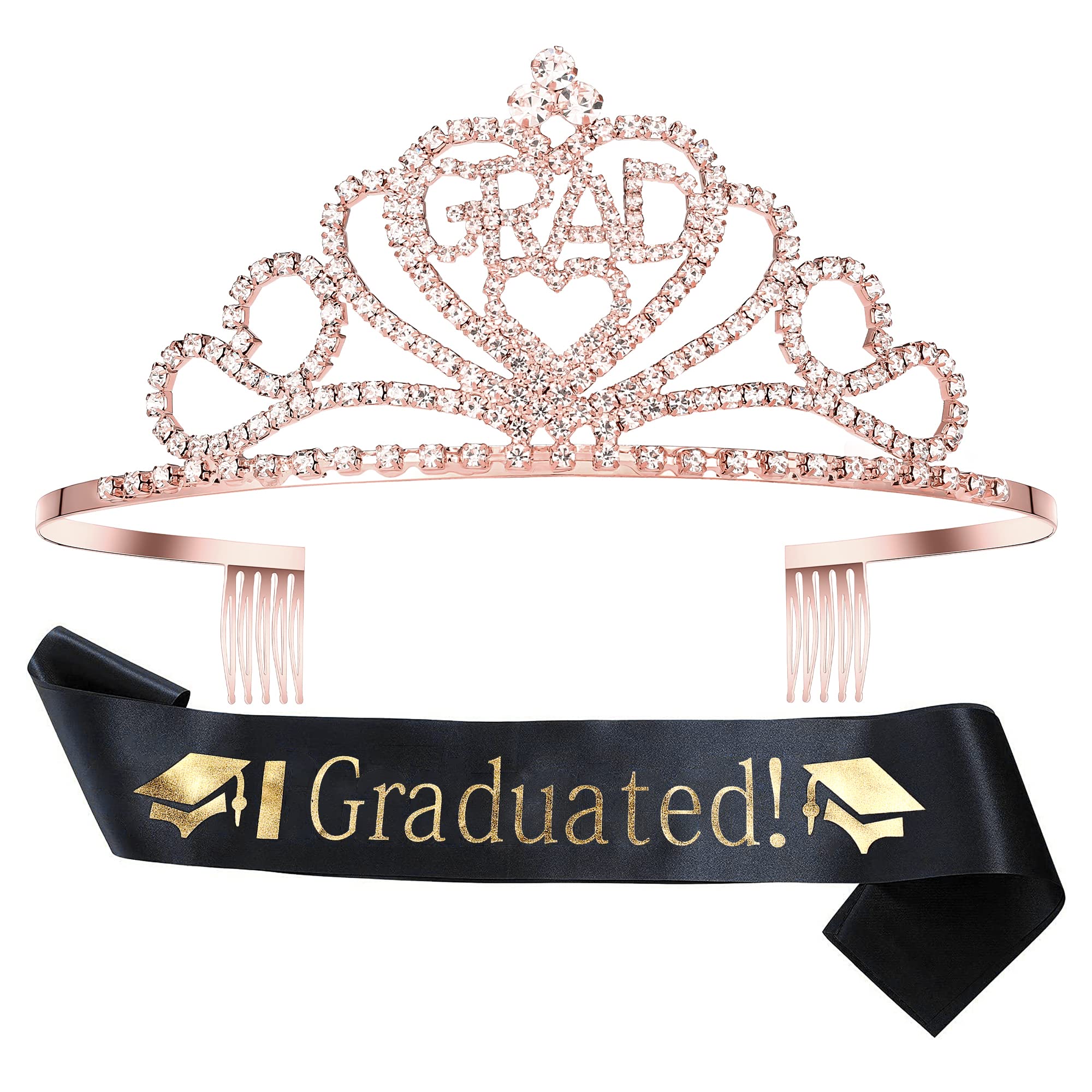Photo 1 of Rose Gold Graduation Tiaras and Grad Sash Party Supplies for Graduation