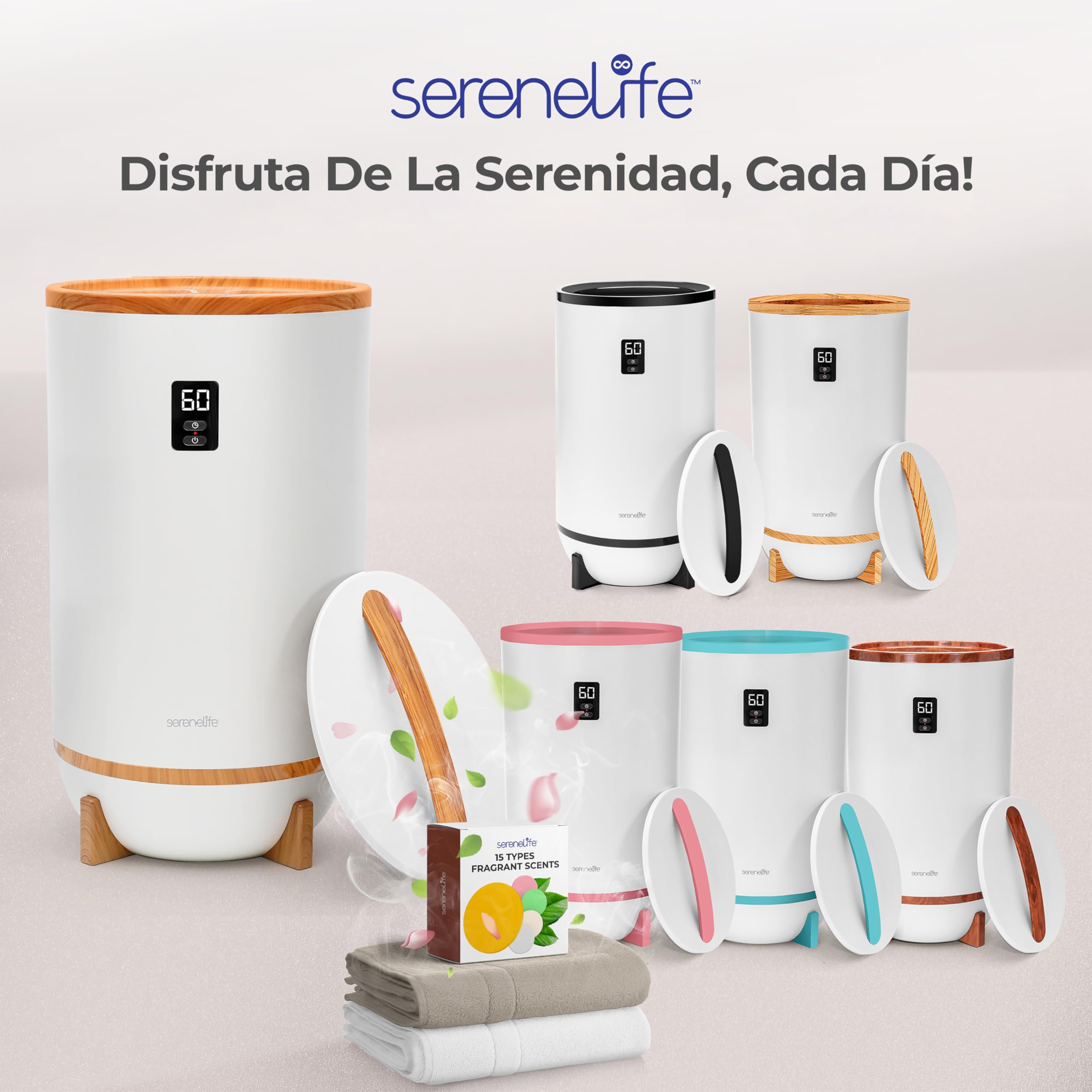 SereneLife calentador de toallas tipo cubeta, Con fragancia personalizable, Towel warmer, Spa, Calientatoallas, Electrico, Apagado automatico, Portatil, ideal para Pijamas, Manta, Bata de baño