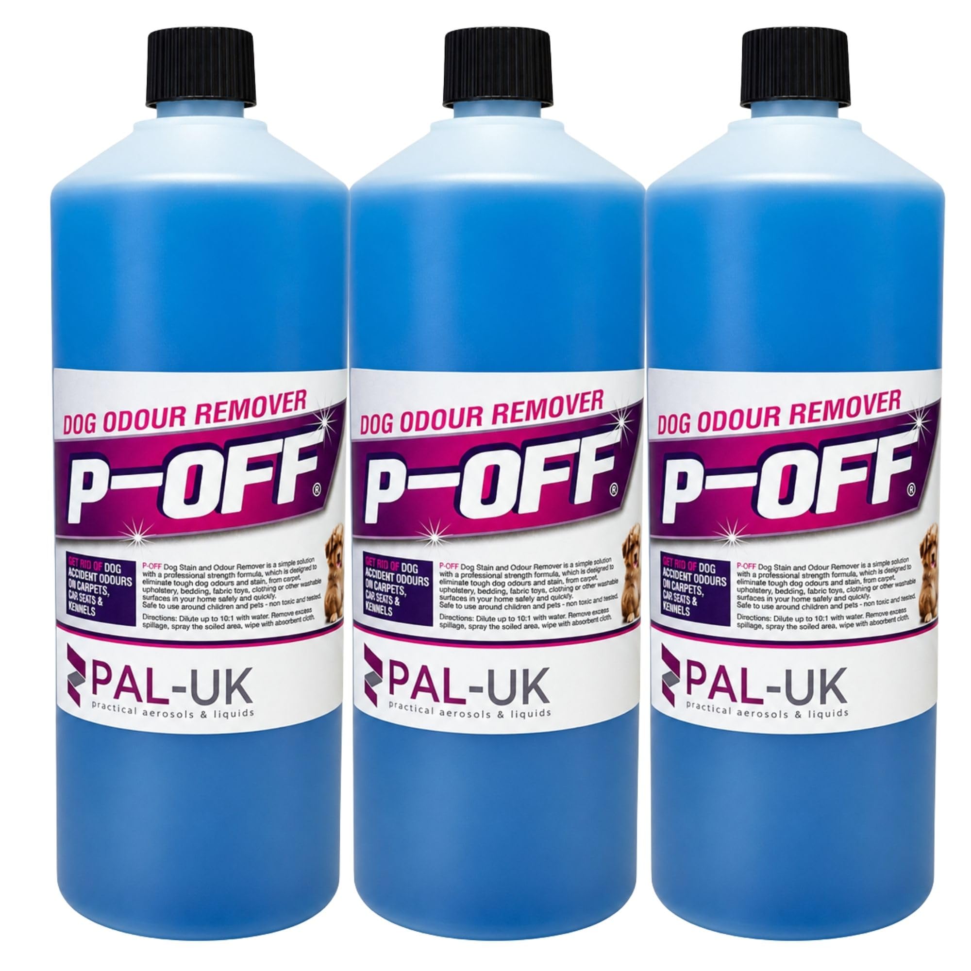 3 x 500ml Bottles P-OFF Dog Urine Neutraliser - Fresh Linen | Enzymatic Pet Odour Eliminator for Dog Urine | Safe for Pets and Children