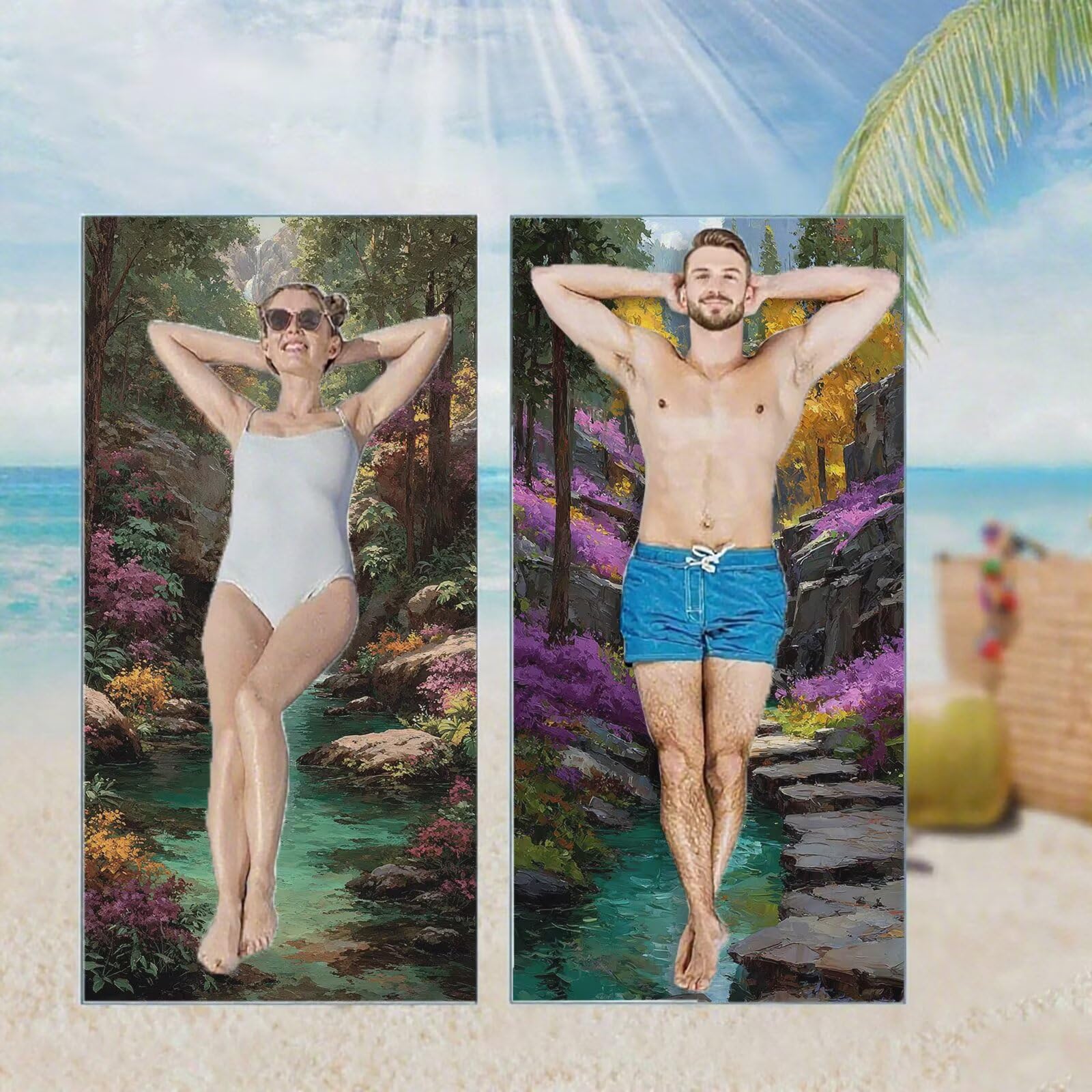 Ręcznik plażowy, ręczniki plażowe z mikrofibry, szybkoschnące lekkie ręczniki podróżne bez piasku, duży ręcznik kąpielowy dla dorosłych 100 x 220 cm, do pływania, basenu, jogi, siłowni, podróży, plaż