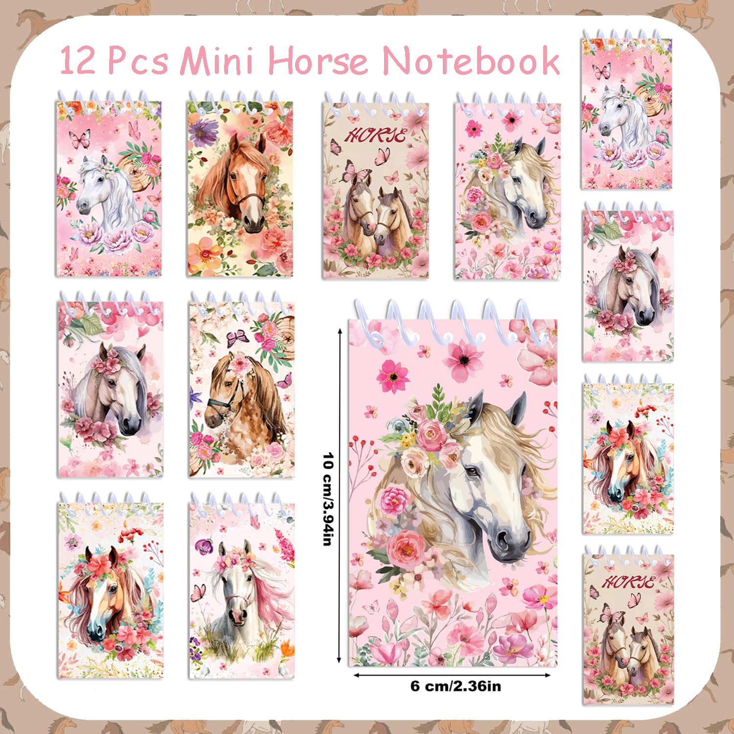 Ensemble de papeterie à thème cheval 86 pièces avec stylos, carnets, autocollants et sacs cadeaux