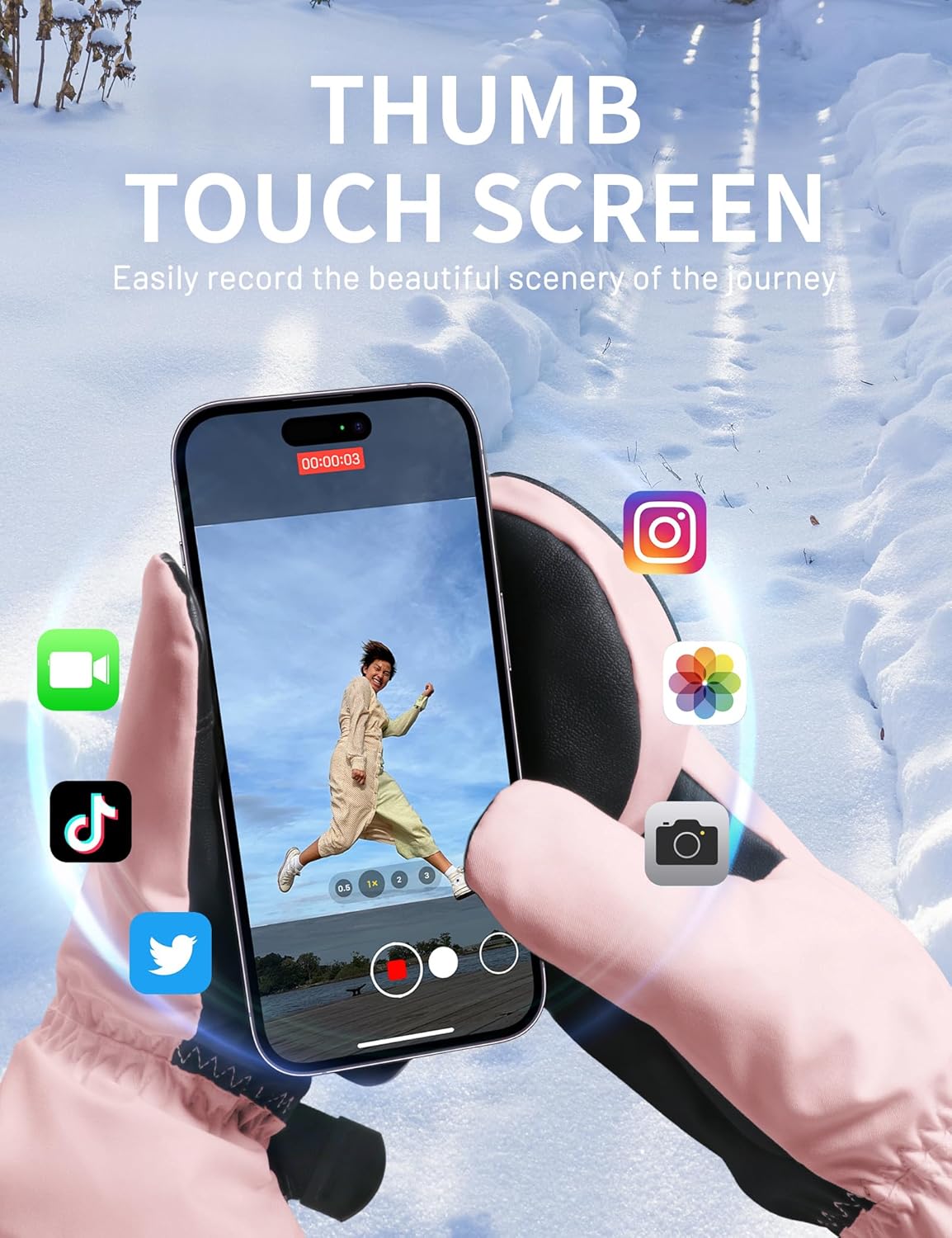 Supertrip Ski Mittens Men Women, Waterproof Snowboard Mittens Gloves Touch-Screen Anti-Slip Snow Mitts 3M Thinsulate, Warm Insulated in Cold Weather Winter - Image 4