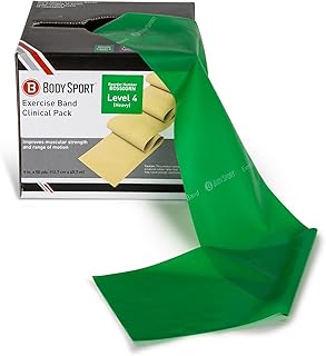 Body Sport Bandas de ejercicio: bandas de resistencia en rollos de 50 yardas para fitness, estiramiento o terapia física