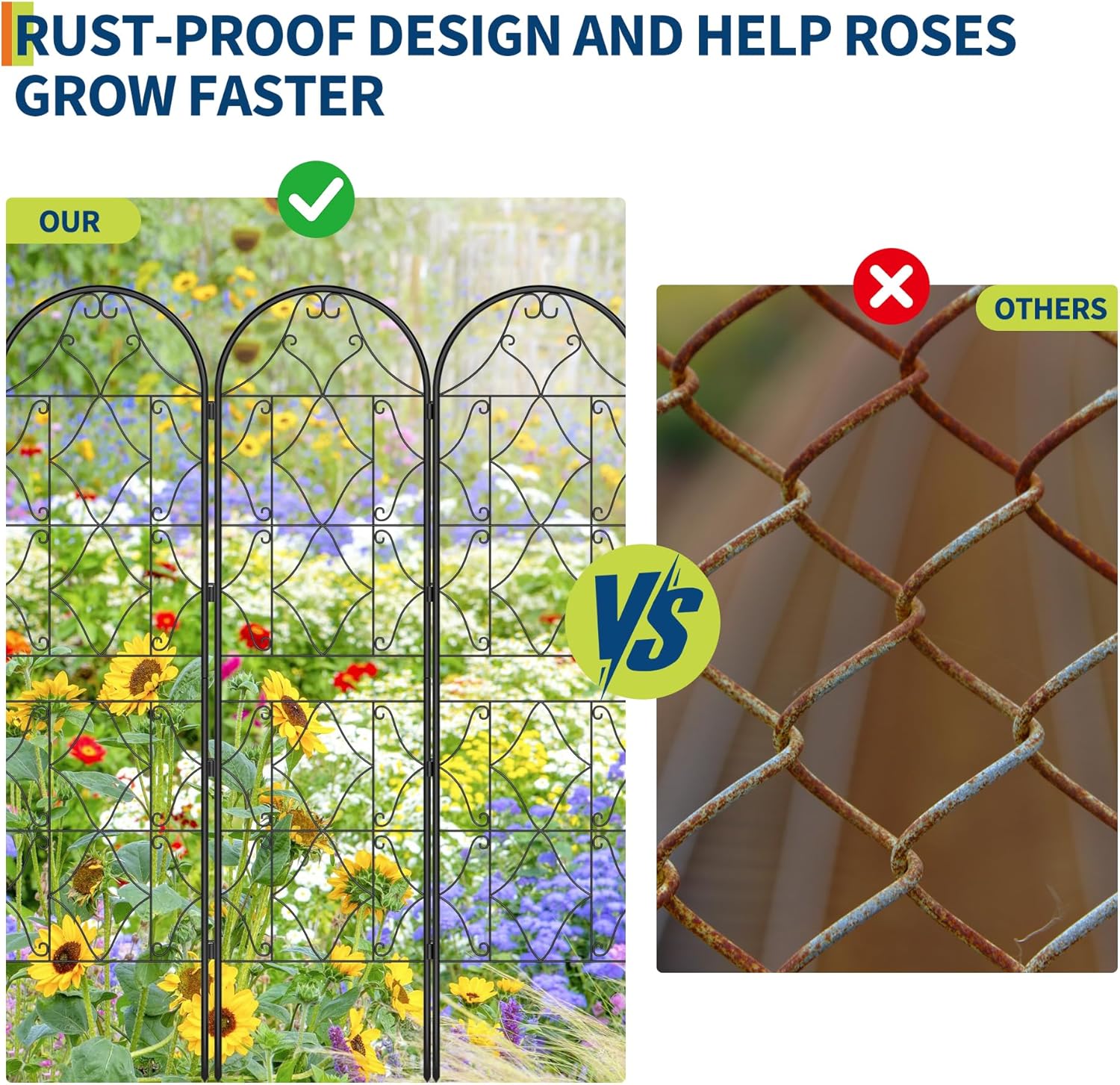 2 Pack 75x22In Garden Trellis for Climbing Plants Outdoor, Black Metal Arch Trellis for Vegetables/Vines/Flowers - Plant Trellis Outdoor, Rustic Patio Garden Trellis