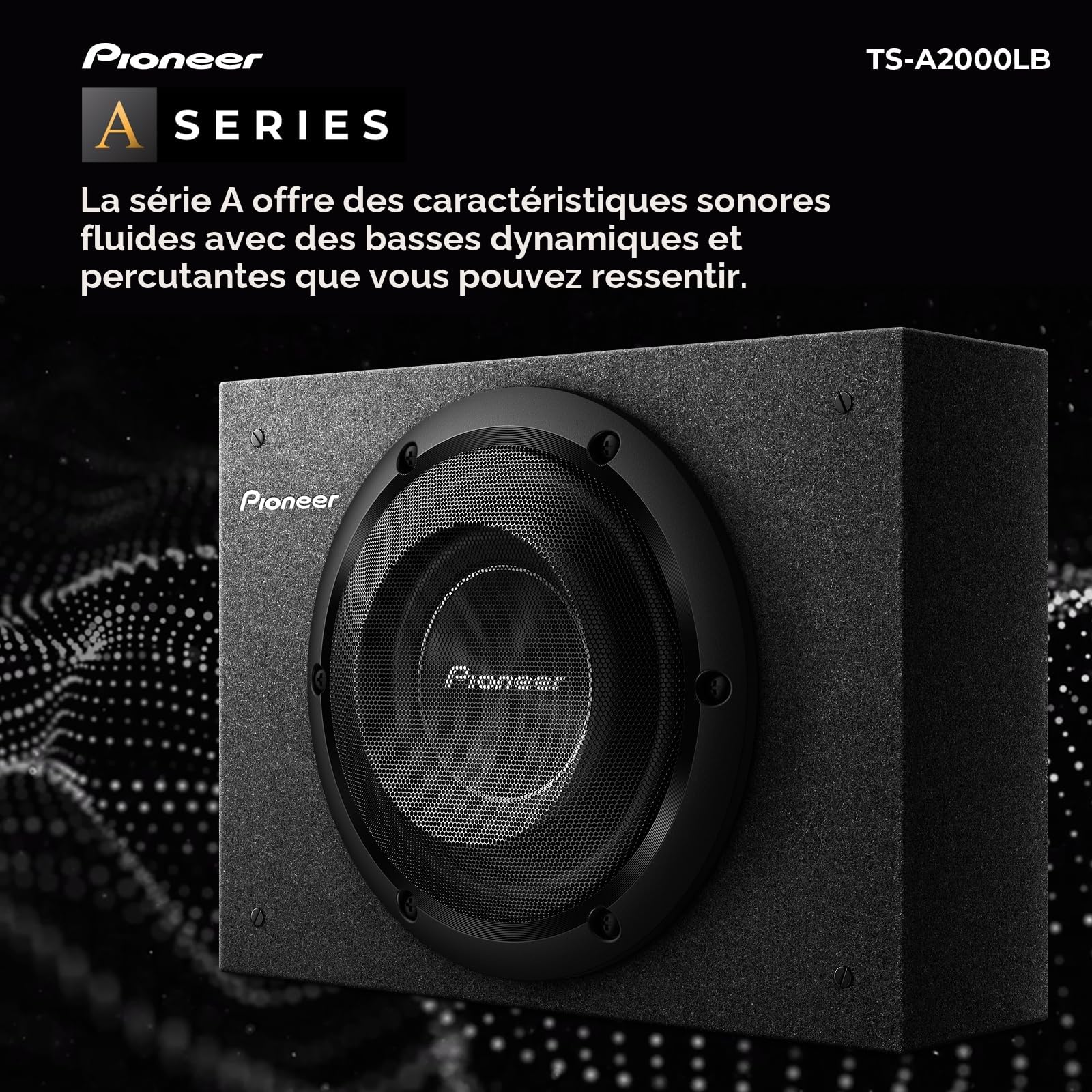 PIONEER TS-A2000LB Caisson de Basses Passif, boîtier Puissant avec Puissance maximale de 700 W, 20 cm, Membrane IMPP, Noir, Puissance de Sortie Continue 250 W