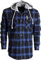 Vista 3 de Gioberti - Camisa de franela a cuadros para hombre, con capucha extraíble y botones