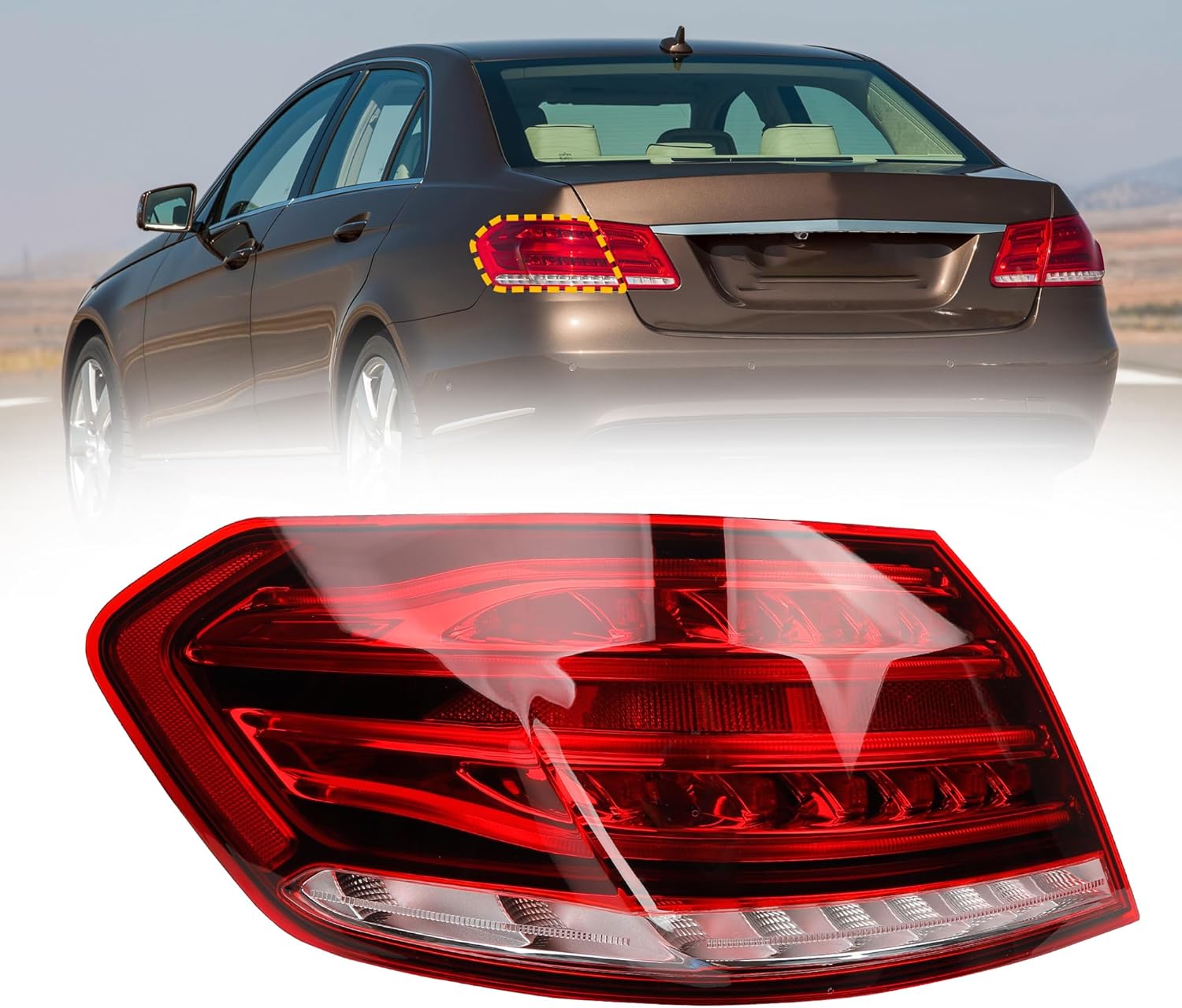 Dasbecan Driver Left Side Tail Light Assembly Compatible with 2014-2016 Mercedes Benz W212 E Class E250 E300 E350 E400 E550 E63 Rear Lamp Outer w/Led Bulbs Replaces# 2129061303 MB2804112