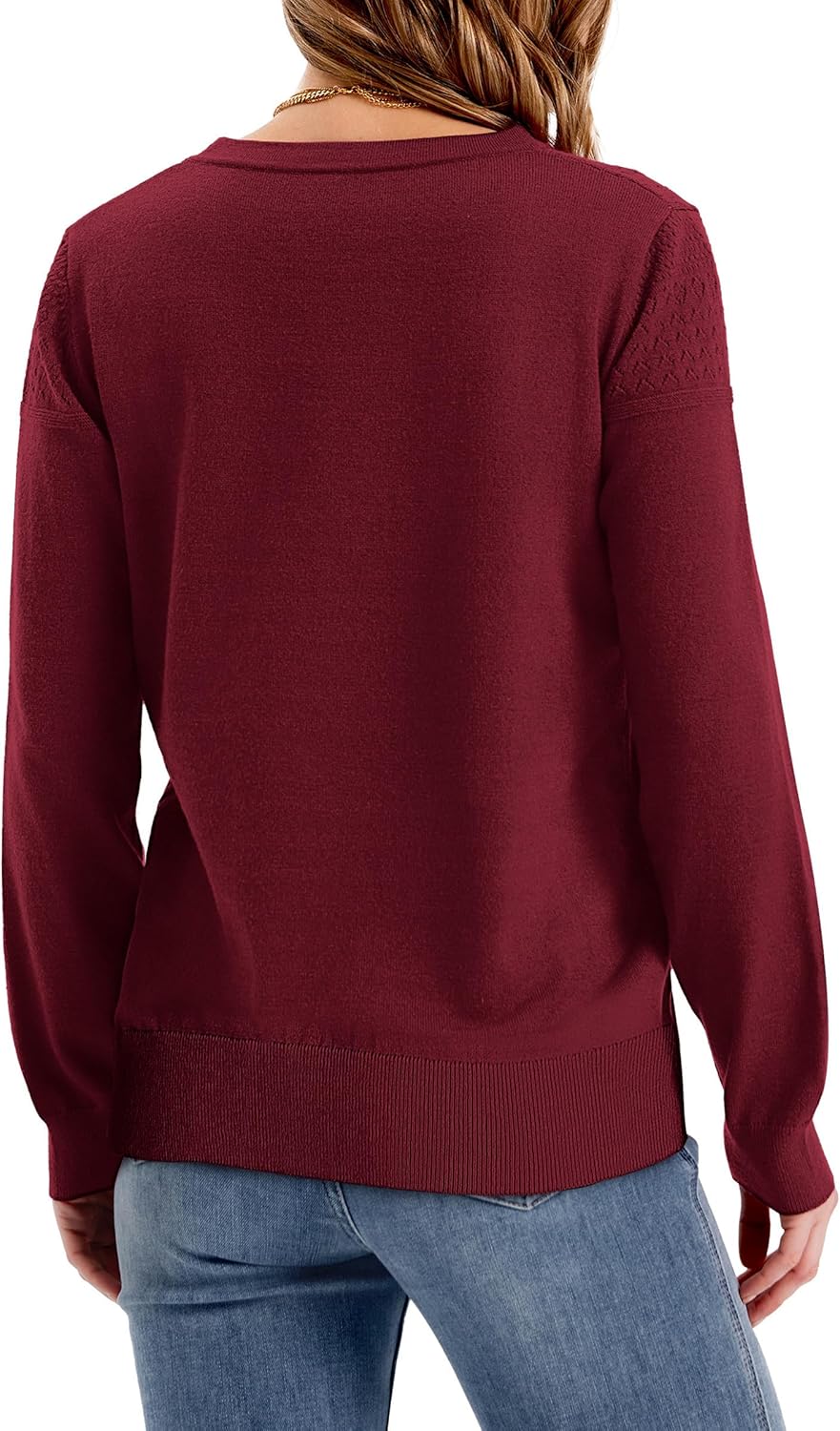 WIHOLL Sweaters for Women Crewneck Crochet Tops Long Sleeve 2025 Fall Winter Outfits Fashion Clothing - Image 5