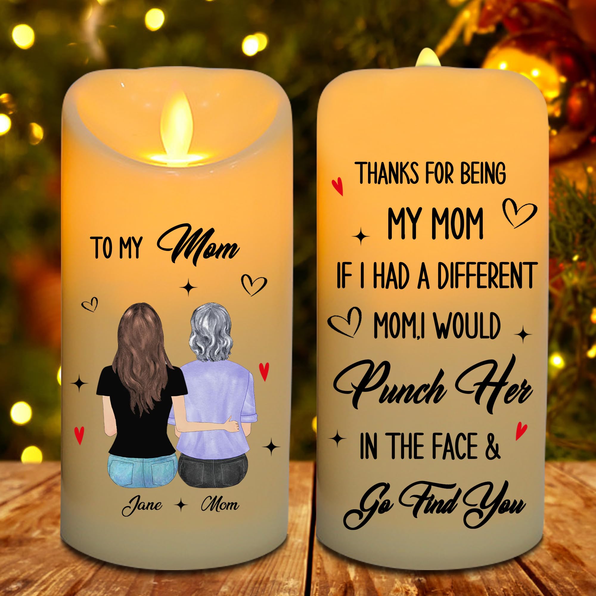The Love Between Mother and Daughter is Forever, Personalized Mother Daughter LED Candles Night Light, Custom Name Mothers Day Christmas Mom Candles Lamp Gifts for Mom Mama from Daughter (style19)