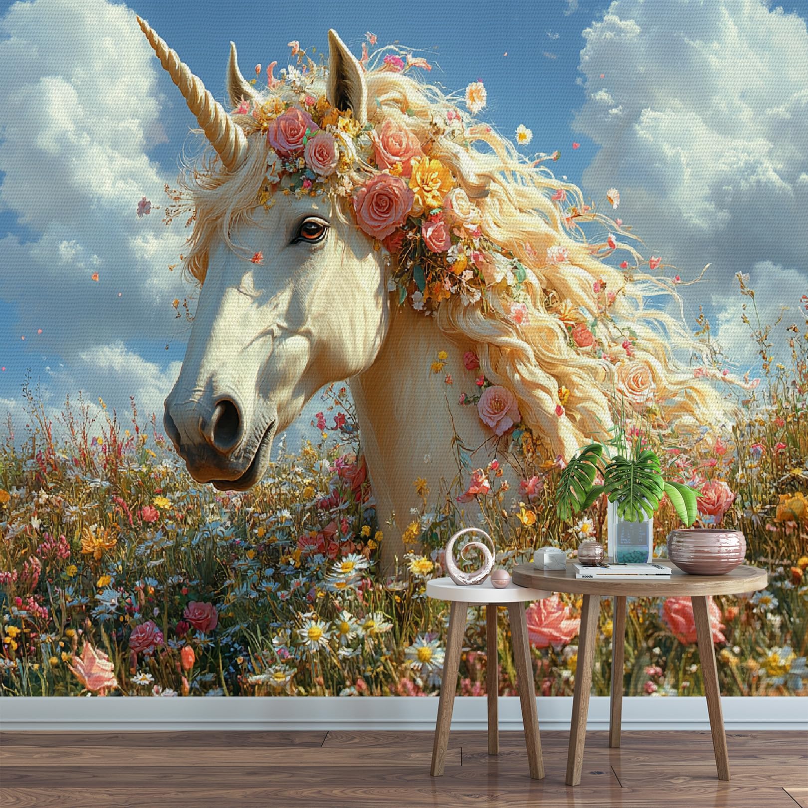 Papier peint panoramique cheval 250x175 poster murale 3d fleurs tapisserie photo