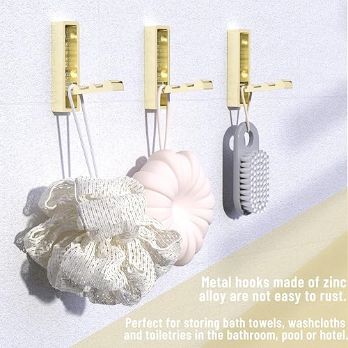 Miniatura 5 de ANJUU 4 ganchos de pared plegables, ganchos de pared resistentes plegables para armario, ganchos de metal para colgar en la pared, para entrada,