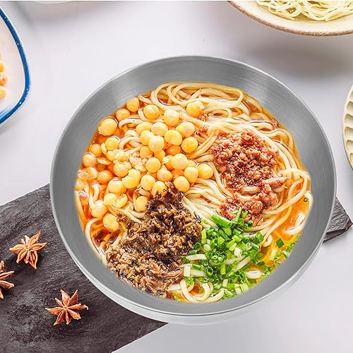 Miniatura 3 de Hemoton 2 cuencos de acero inoxidable para mezclar, cuencos gruesos para servir alimentos para cocinar, hornear, preparar, (plateado, 6 pulgadas)