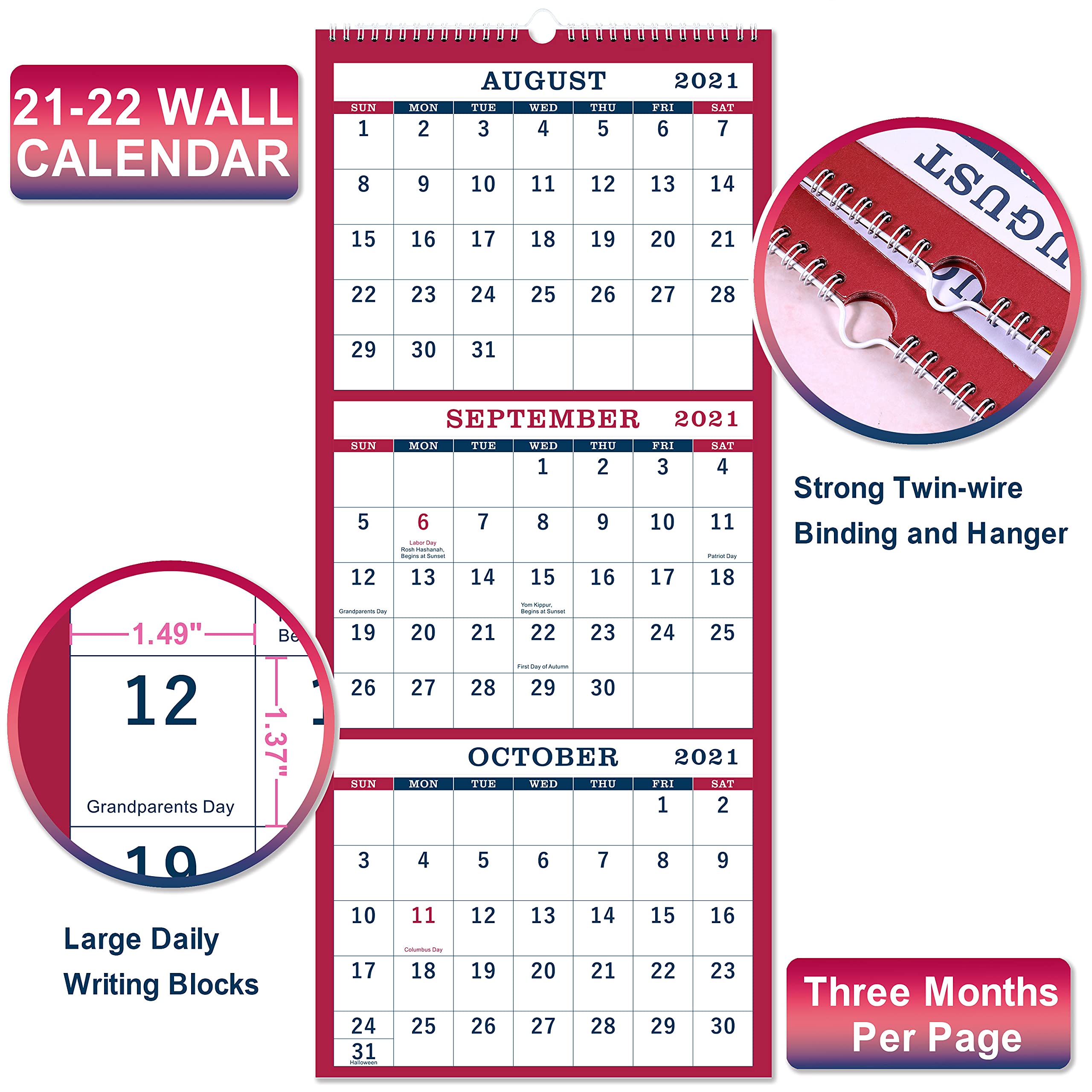 Buy 20212022 Wall Calendar 3 Month Display Vertical Calendar, July