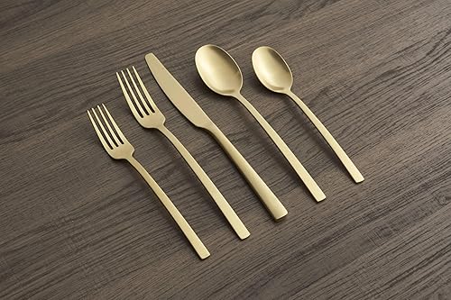 Miniatura 5 de Cambridge Juego de cubiertos de satén dorado de 45 piezas