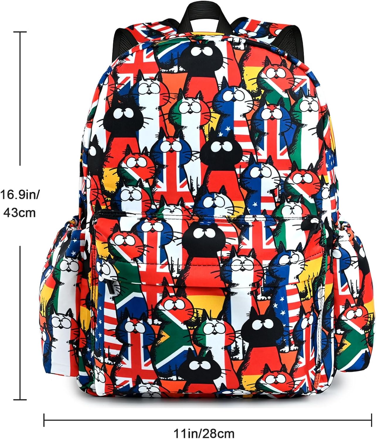 Cat School Backpack for Girls Boys Teens Bookbag 17 Inch Laptop Backpack for Sports Travel Camping