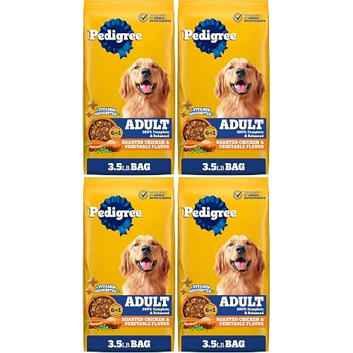 Pedigree Complete Nutrition Adult Dry Dog Food Roasted Chicken, Rice & Vegetable Flavor Dog Kibble, 3.5 lb. Bag (Pack of 4)