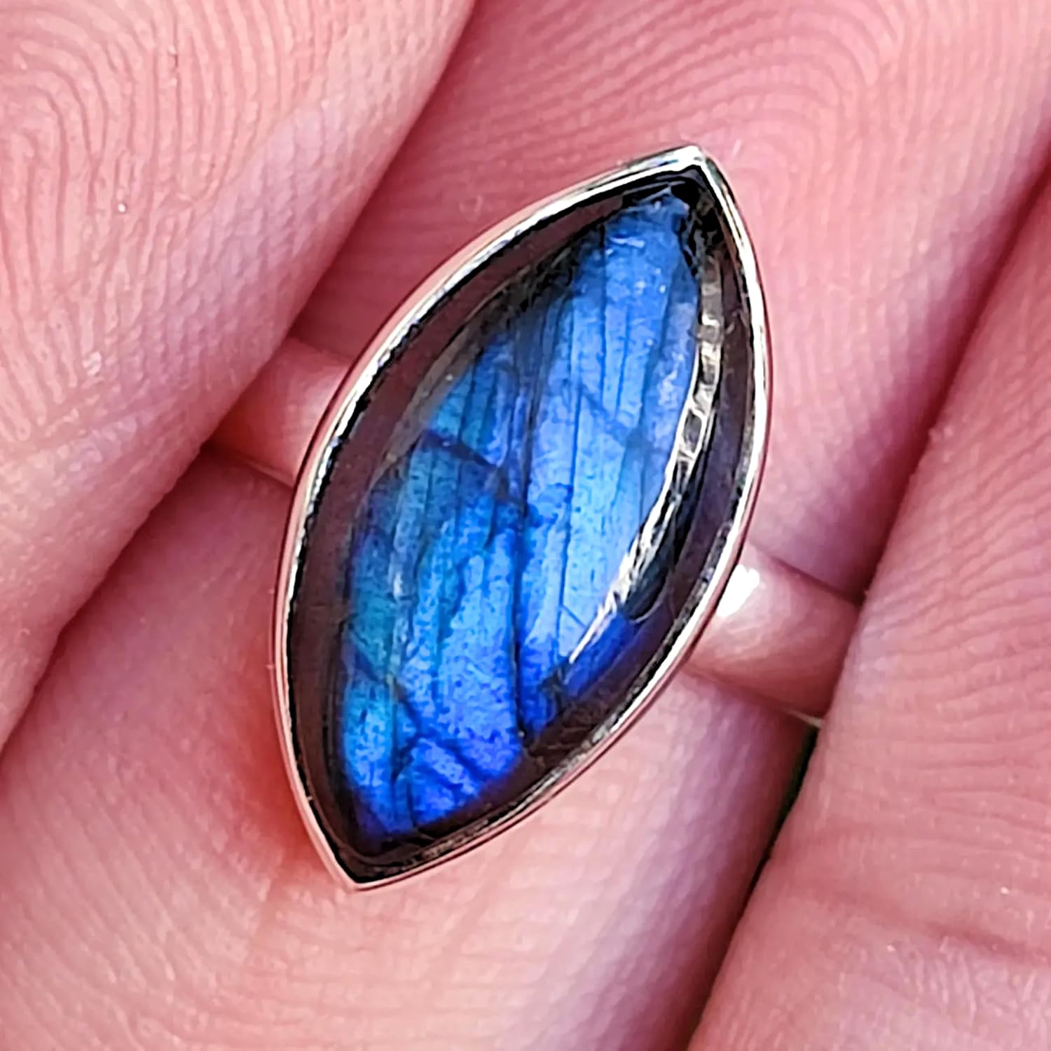 Navya Craft Labradorite Ring, 925 Sterling Silver Statement Promise Ring for Women, Natural Labradorite Marquise Gemstone Handmade Boho Jewelry, November Birthstone Gift