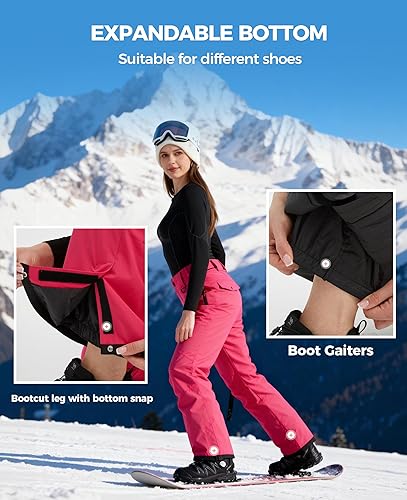 Miniatura 4 de Wantdo Pantalones de esquí impermeables con aislamiento de montaña para mujer, pantalones cargo para invierno y exteriores