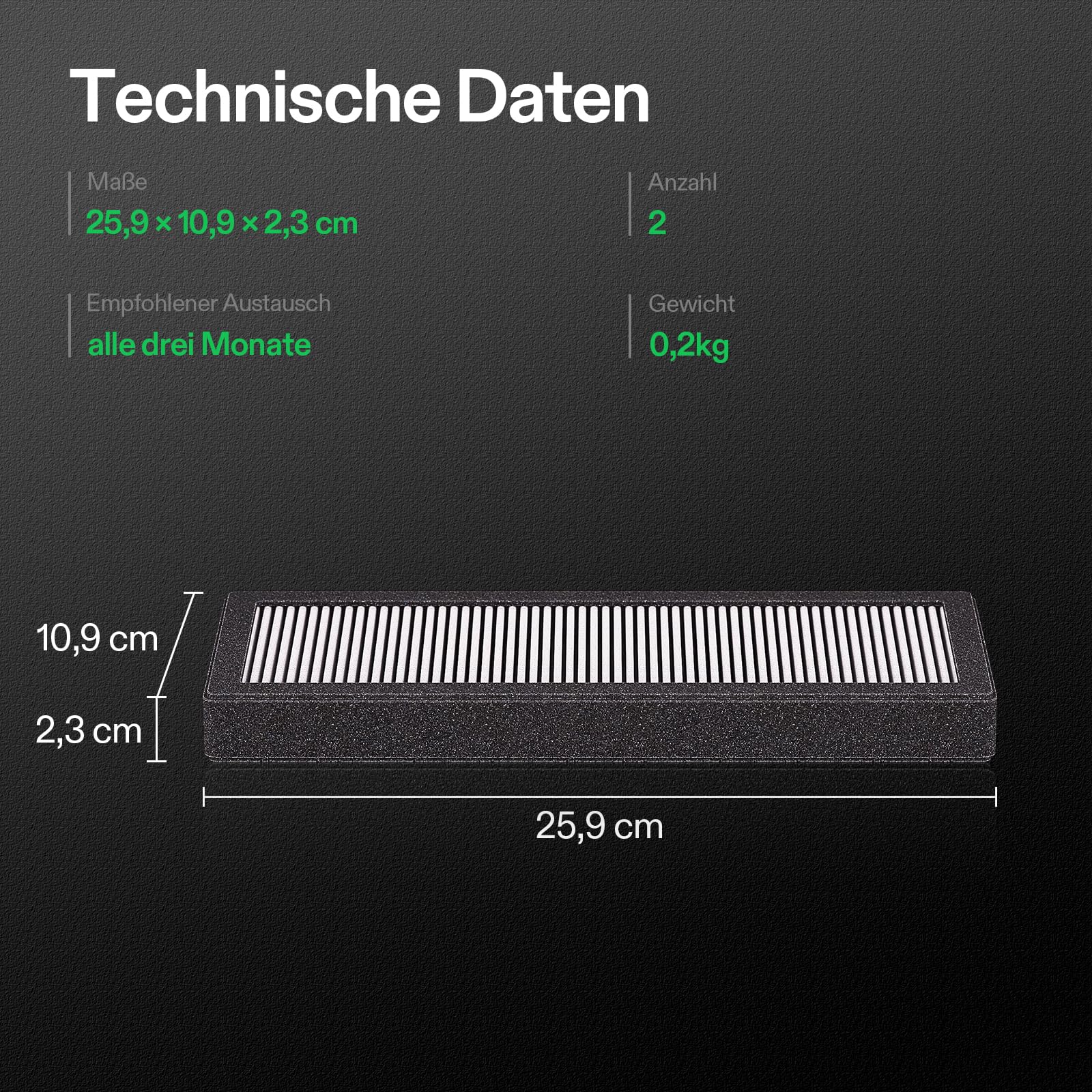 VIVOSUN OdorShield Ersatzfilter für VGrow Smart Grow Box Aktivkohle Geruchsfilter für Indoor Grow 2er-Pack