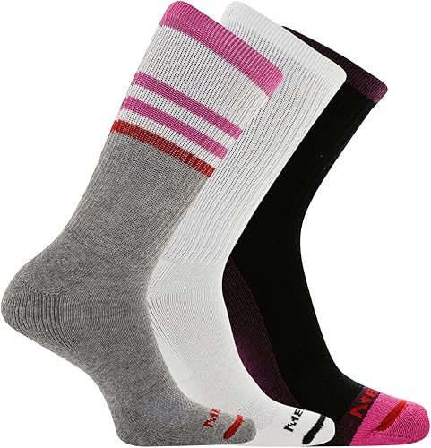 Merrell unisex-adult Men's and Women's Cushioned Cotton Crew Socks - 3 & 6 Pairs - Breathable Mesh Comfort Zones