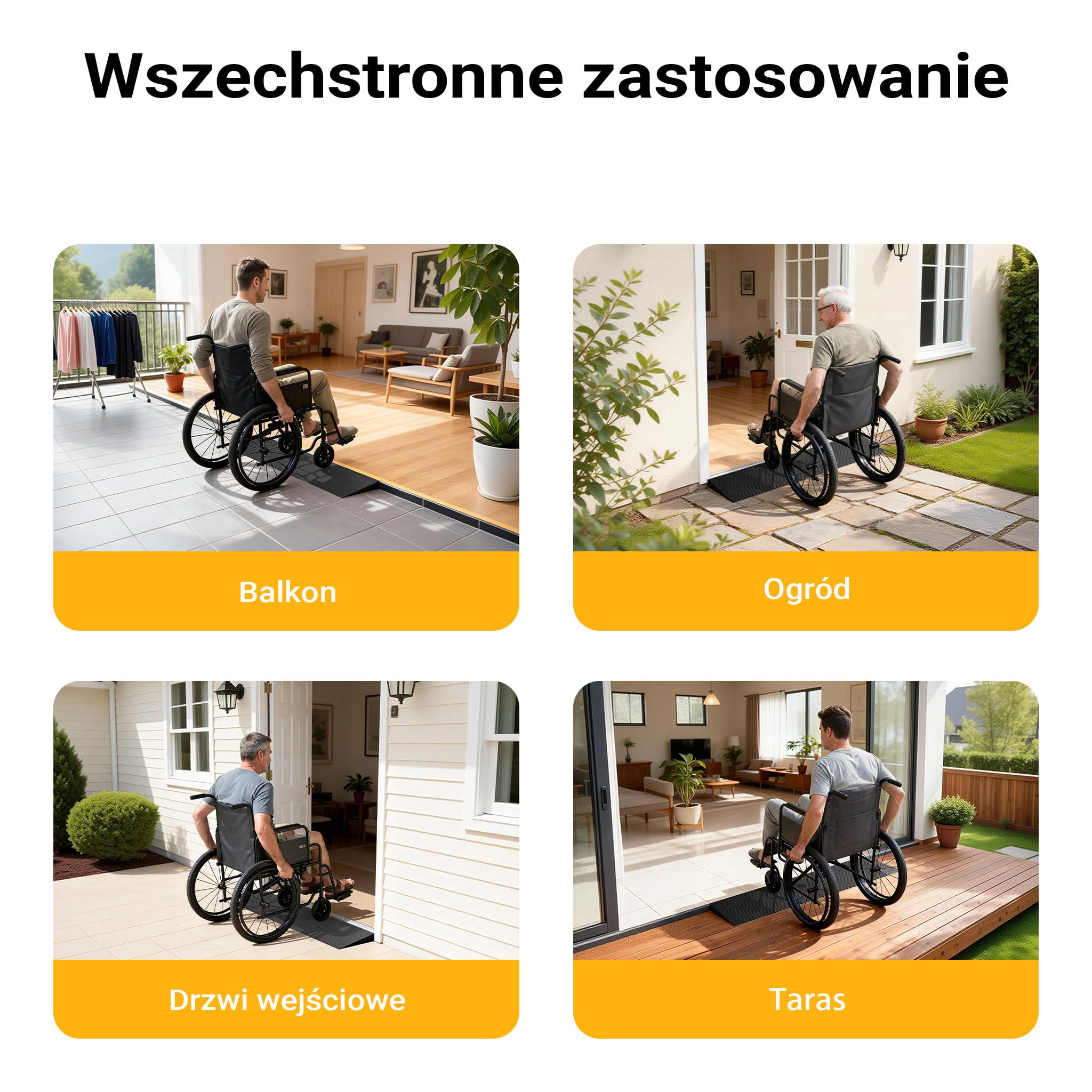 Wiltec Rampa progowa o wymiarach 8 x 80 x 900 mm, z solidnej gumy i antypoślizgową powierzchnią, dla wózków dziecięcych i inwalidzkich