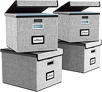 Vista 71 de Caja organizadora de archivos Huolewa con tapa, organizador de carpetas de archivos plegable para almacenamiento de documentos de oficina, caja