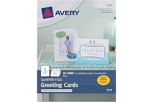 Avery Printable Greeting Cards, Half-Fold 4.25" x 5.5" & Envelopes, 3297