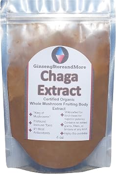 4oz Organic Chaga Mushroom Extracted From Wildcrafted Siberian Chaga Sclerotium from Nammex | >8% Beta-Glucans | Inonotus Obliquus | -Glucan for Energy, Antioxidants, Immune System