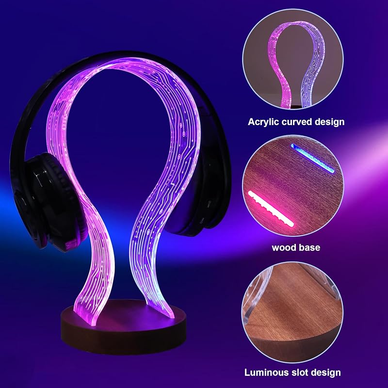 YuanDian Fa Fejhallgató Tartó LED Éjszakai Fénnyel Gamer Asztali Ajándék