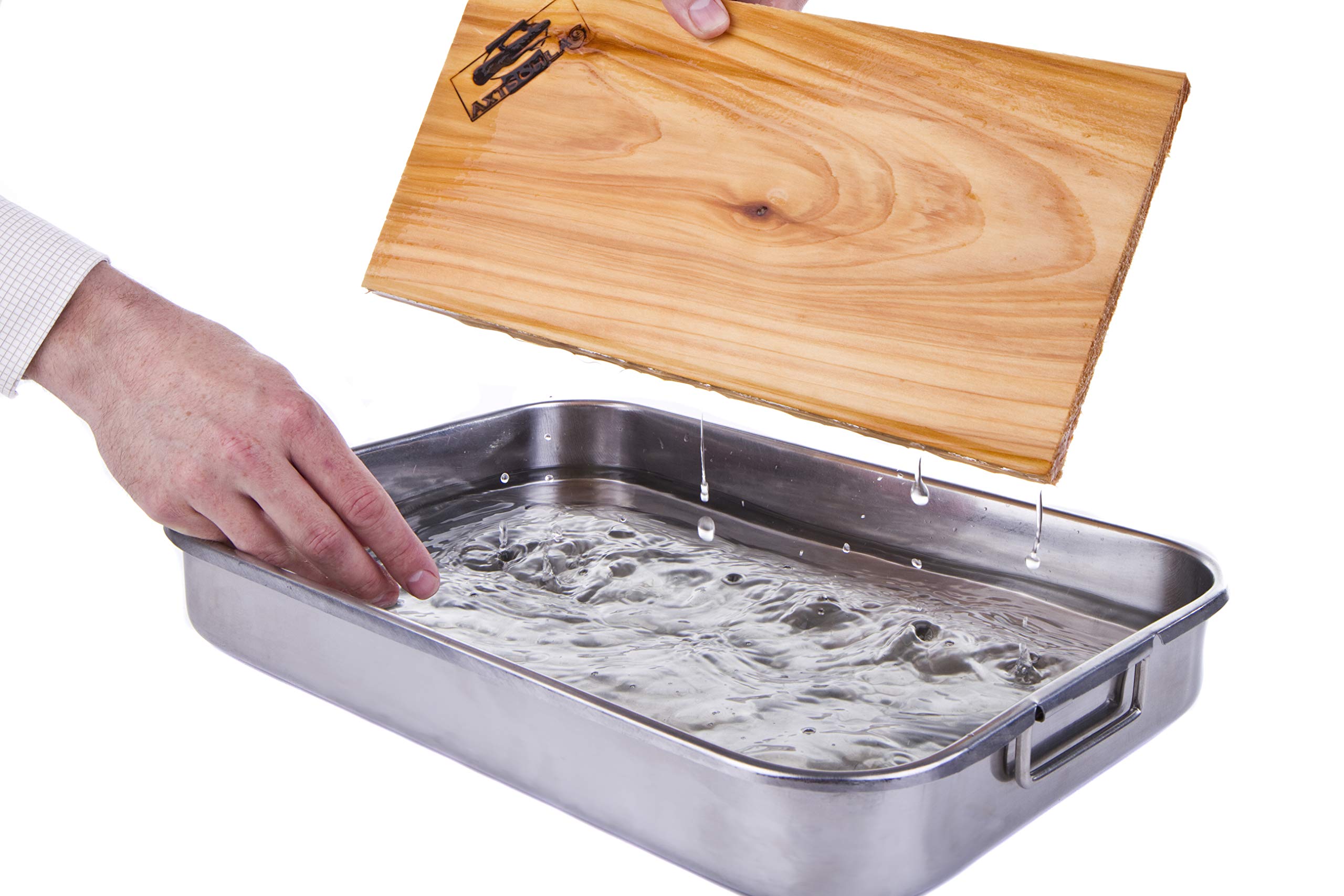 Axtschlag XL Grillbretter Zedernholz, 2 Wood Planks für Filets & Braten, schonendes Garen mit aromatischer Rauchnote & zum Servieren, für alle Grills & Smoker, 400x150x11 mm, mehrfach verwendbar