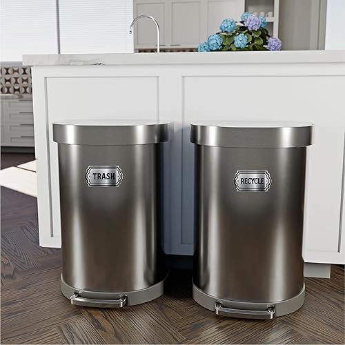 Miniatura 3 de Símbolo de logotipo de reciclaje y basura, aspecto dorado elegante para botes de basura, recipientes y muros, adhesivo de vinilo laminado., Plateado