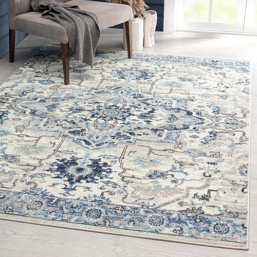 Miniatura 8 de LUXE WEAVERS Victoria Collection 9934 - Alfombra oriental envejecida de 8 x 10 pulgadas, color marfil