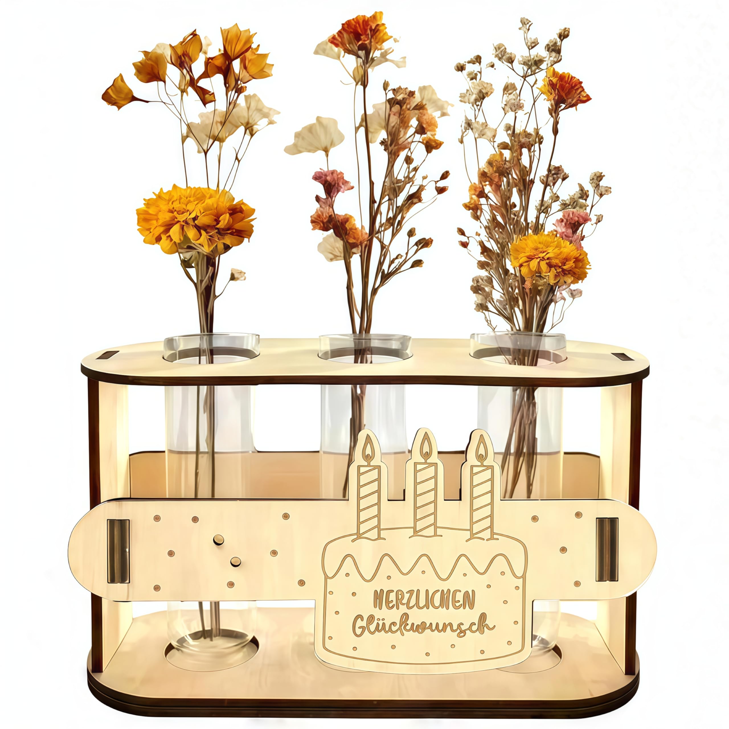 Geschenke für Mama Oma,Geburtstagsgeschenk,Beste Mama Geschenk zum Muttertag,Holz reagenzgläser für Blumen vase, Geburtstags Ruhestand Weihnachten Blumen sind Nicht enthalten