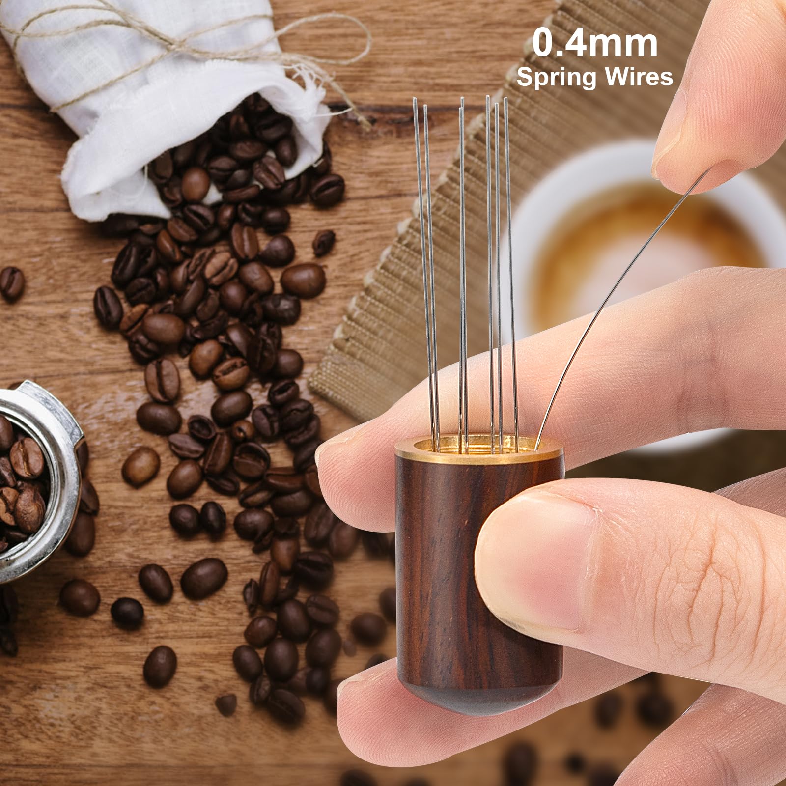 Moderne Tamperstation aus massivem Walnuss- und Buchenholz für Kaffee- und Teezu Moderne Tamperstation aus massivem Walnuss- und Buchenholz für Kaffee- und Teezu