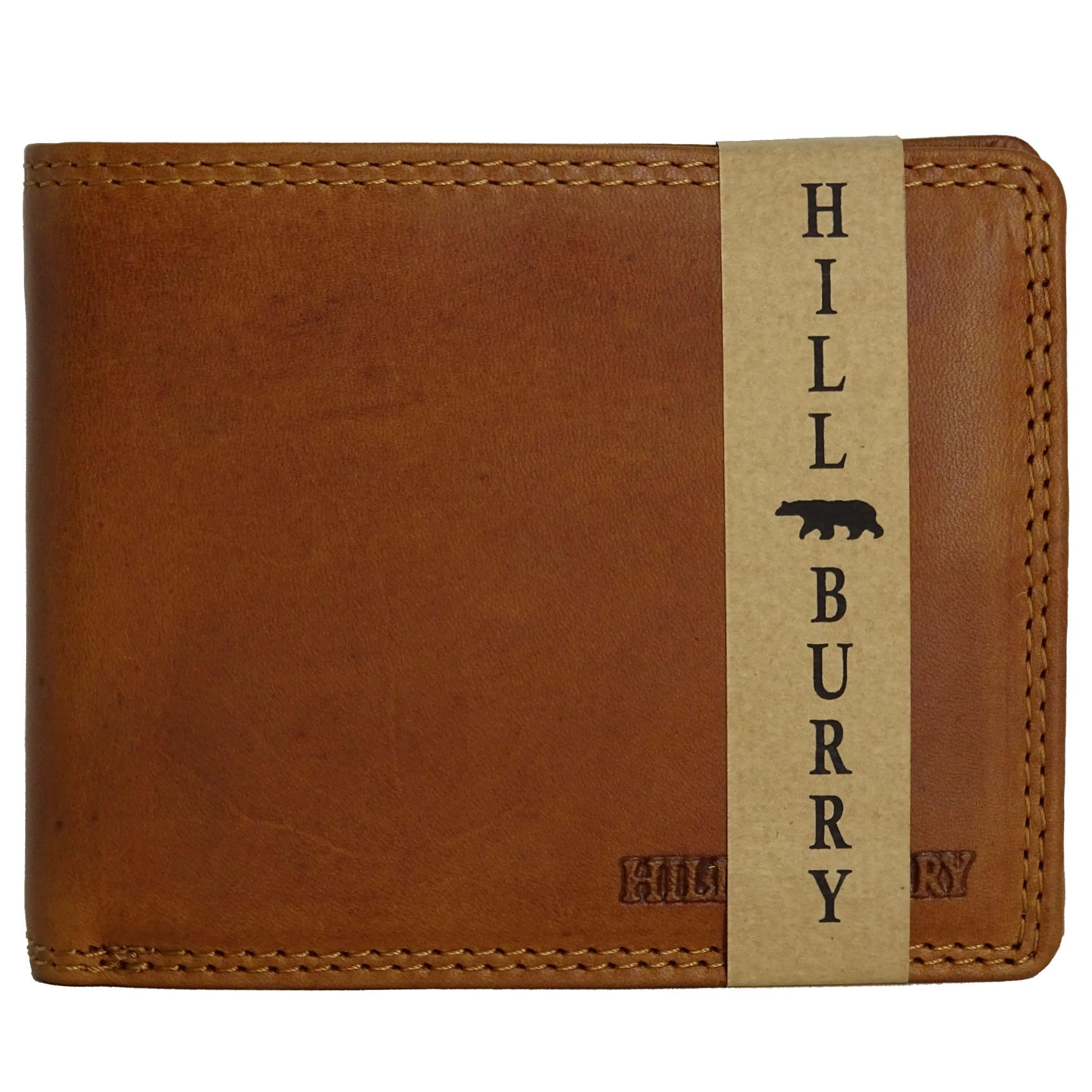 Geldbörse aus Leder für Damen und Herren | RFID-Schutz Münzfach Geldbeutel Geldtasche Portemonnaie Portmonee | Hill Burry Kollektion (Tan)
