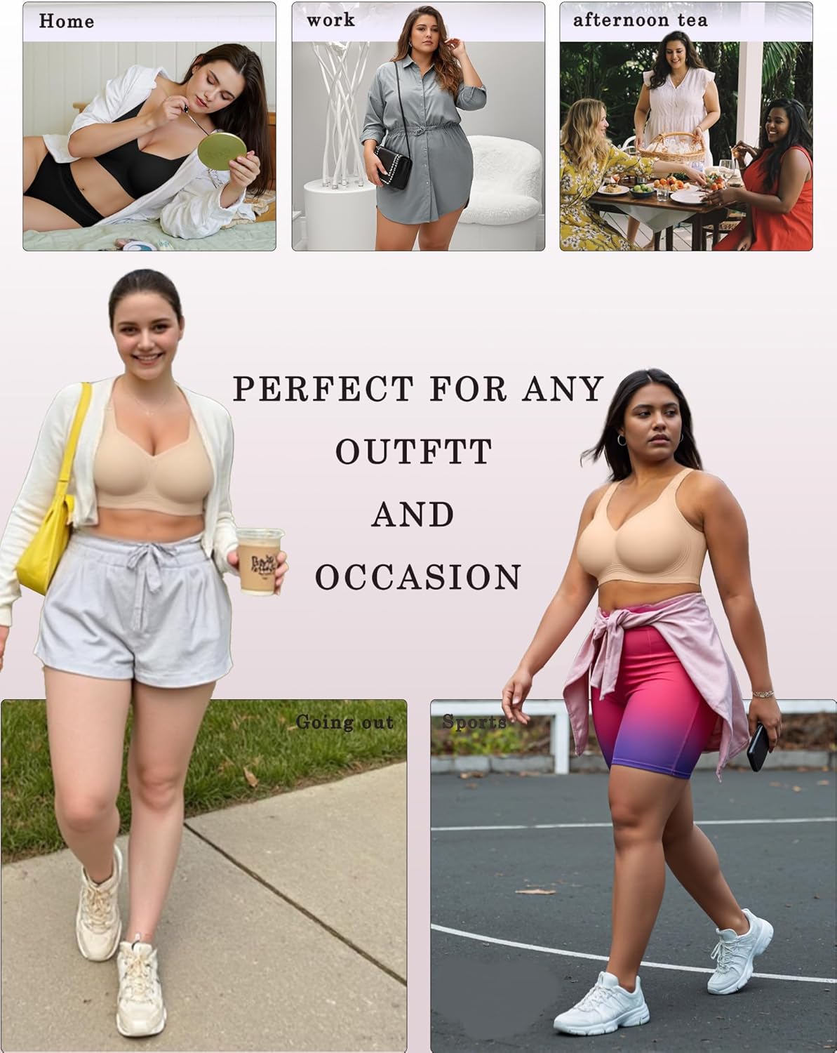 OEAK Womens Wireless Jelly Bra Plus Size Supportive Seamless Bras Full Coverage Push Up Comfortable No Underwire Tshirt Bras - Image 7