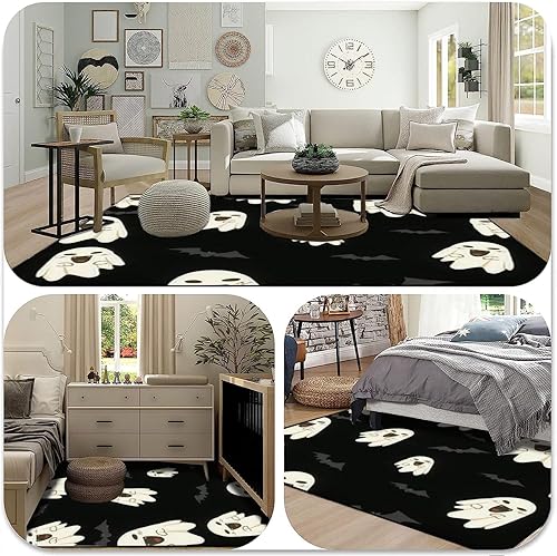 Miniatura 7 de Alfombra de área sin costuras, patrón Simbol minmal Halloween para fondo, lavable de 4 x 6 pies, alfombras para dormitorio, cocina, sala de estar,
