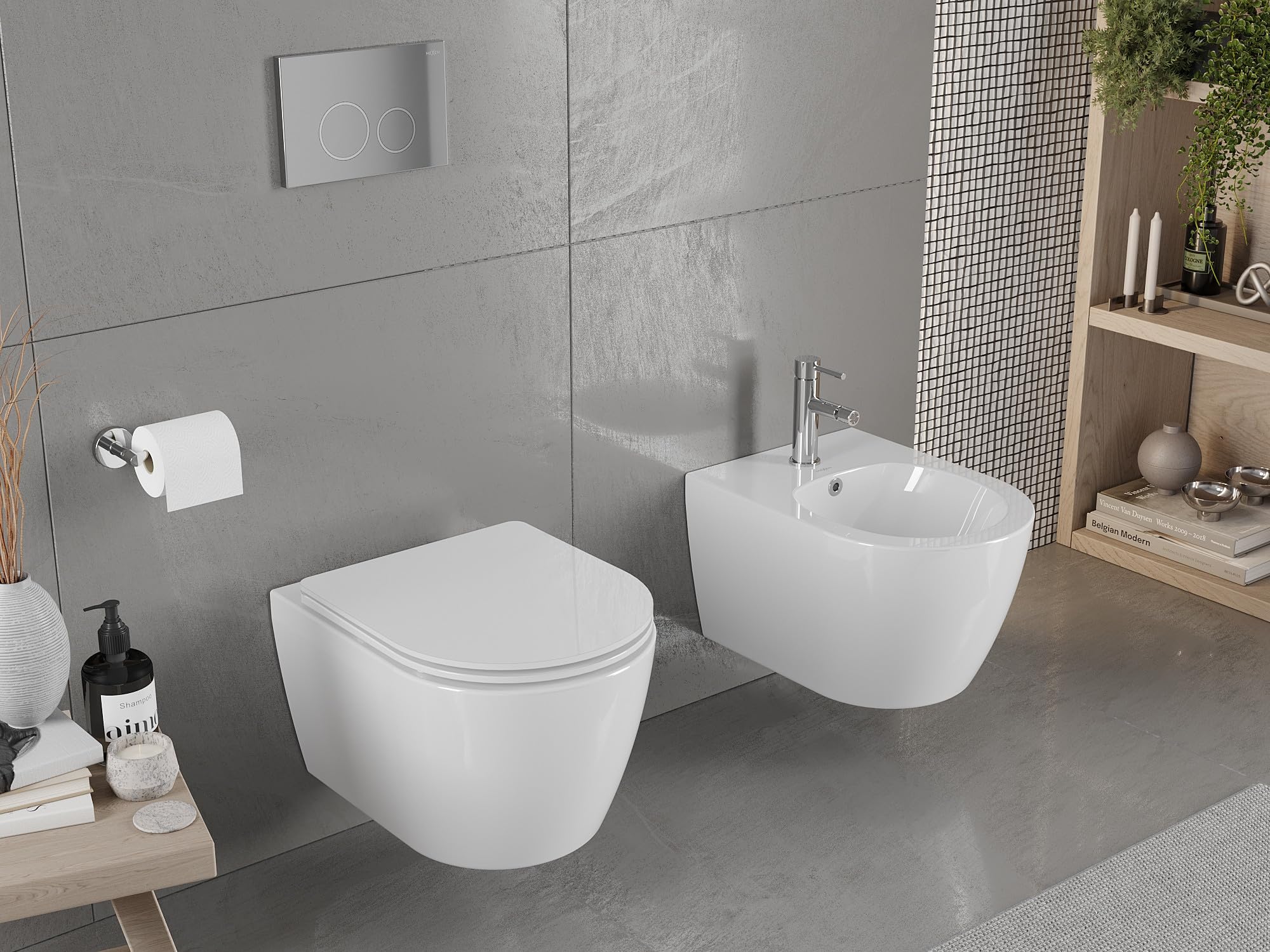 Mexen Carmen - Tavoletta WC Rimless con sedile slim soft-close in Duroplast bianco lucido