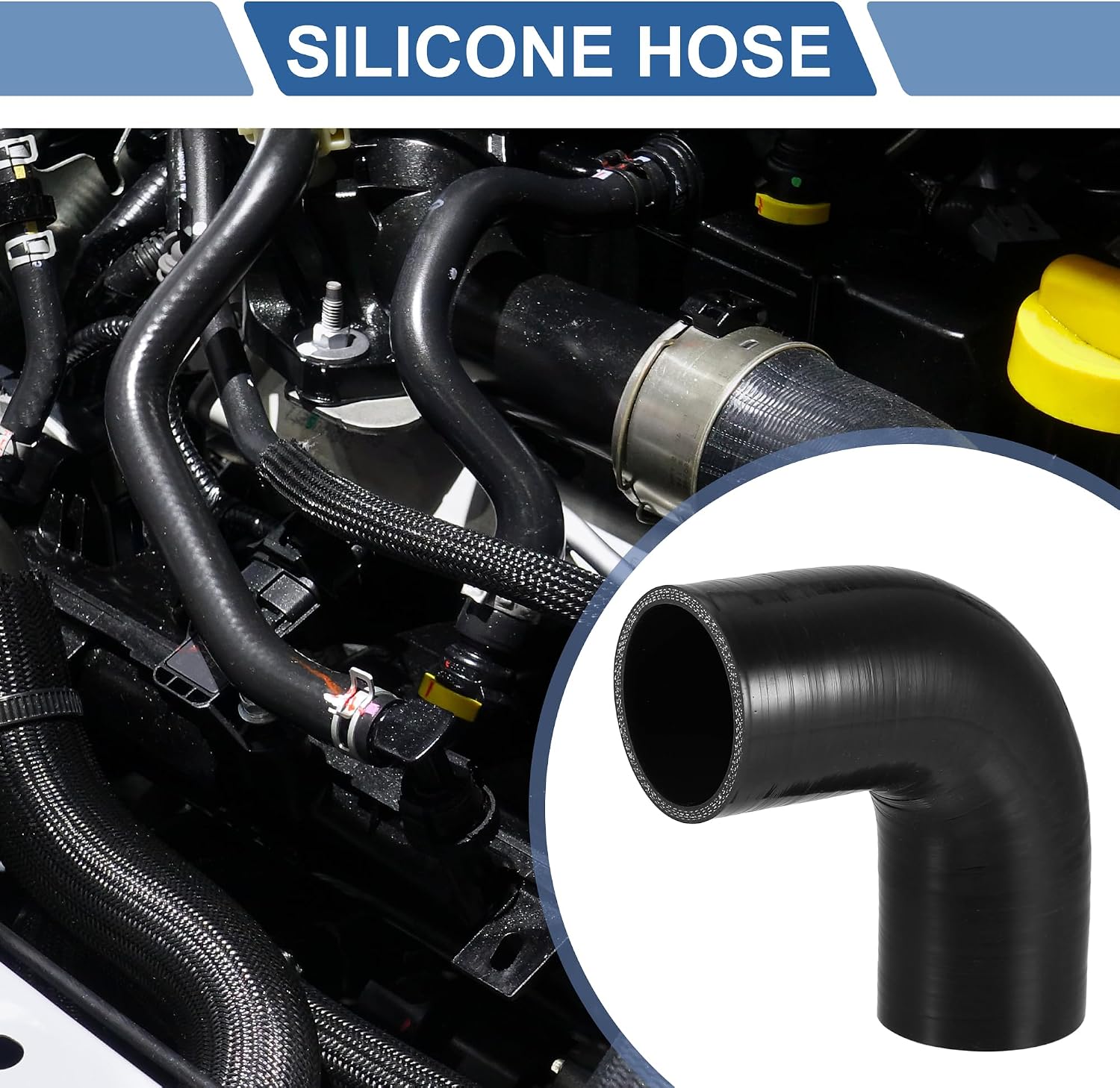 X AUTOHAUX 1 Pcs 60mm 2.36" ID 120mm 4.72" Length 90 Degrees Black Car Silicone Hose Coolant Hose Universal