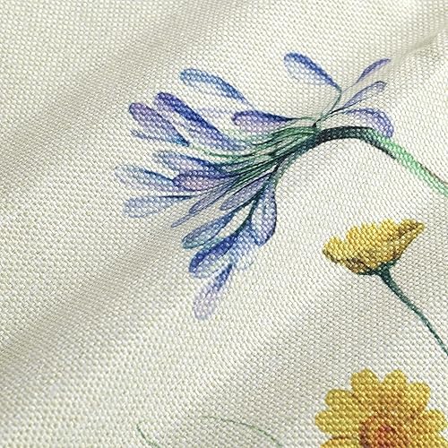 Miniatura 5 de Bonhause Juego de 4 fundas de almohada florales primaverales de 18 x 18 pulgadas, fundas decorativas de lino para sofá, dormitorio, automóvil,